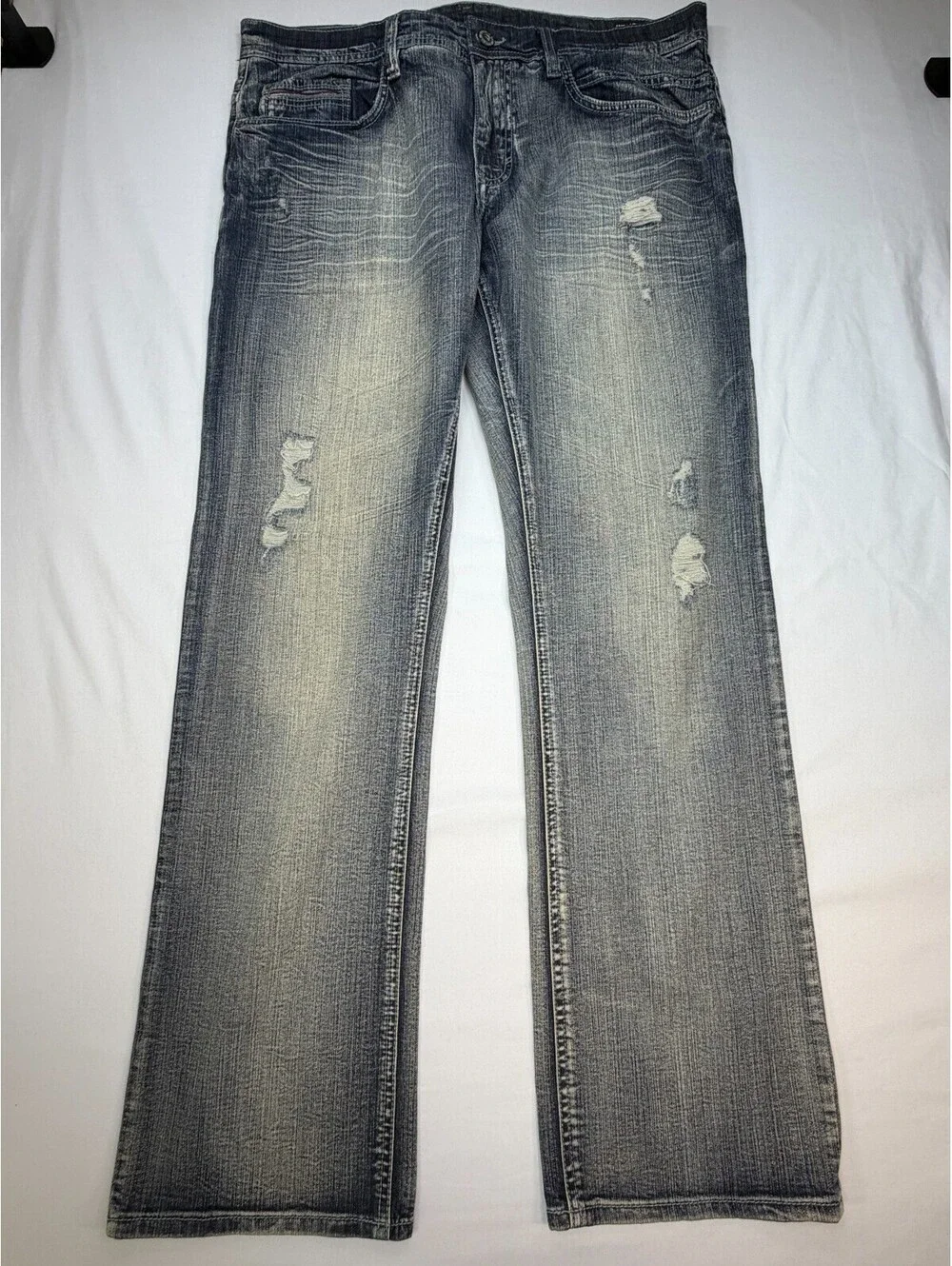 Buffalo David Bitton Men's Jeans Six-X Slim Straight Stretch Denim Size 36 Blue